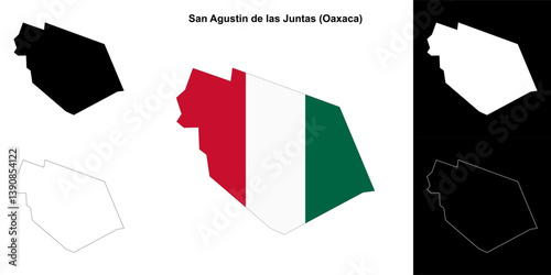 San Agustin de las Juntas municipality (Oaxaca) outline map set