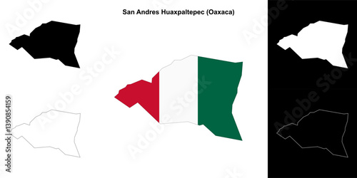 San Andres Huaxpaltepec municipality (Oaxaca) outline map set