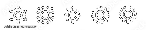 Search vector icons. Outline search icons. Editable stroke search icons