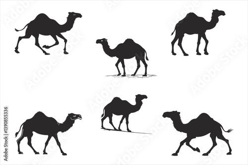 et of vector silhouettes of camels