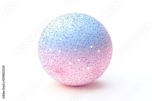 A pastel pink and blue sphere adorned with iridescent glitter, creating a magical, celestial effect.