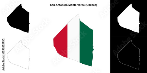 San Antonino Monte Verde municipality (Oaxaca) outline map set