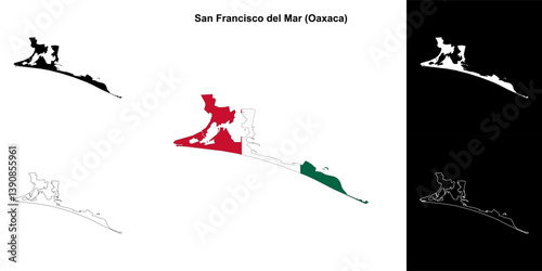 San Francisco del Mar municipality (Oaxaca) outline map set
