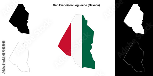 San Francisco Logueche municipality (Oaxaca) outline map set