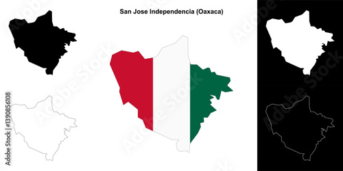 San Jose Independencia municipality (Oaxaca) outline map set