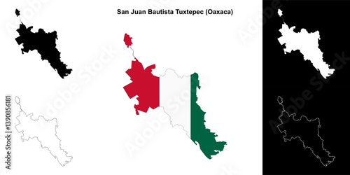 San Juan Bautista Tuxtepec municipality (Oaxaca) outline map set
