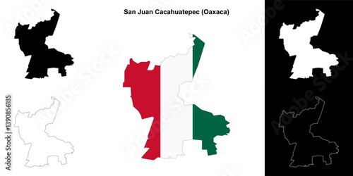 San Juan Cacahuatepec municipality (Oaxaca) outline map set