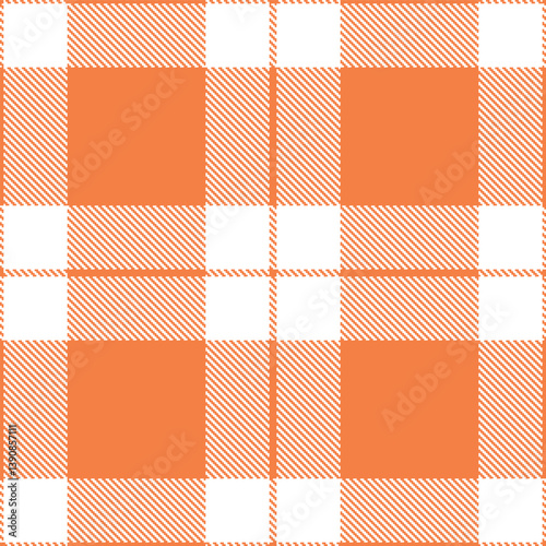 Contemporary Seamless Tartan featuring Pastel orangish and Vibrant white Fabric Design Variant 1
