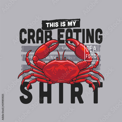 Vibrant illustration of a red crab on a textured gray backdrop with playful typography