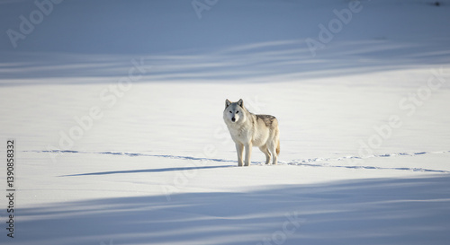 dire wolf standing on snowy land
