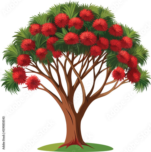 Pohutukawa tree white background