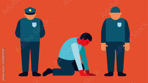 On the Ground A suspect on the ground with hands behind their back being handcuffed by an officer while another officer keeps watch nearby.