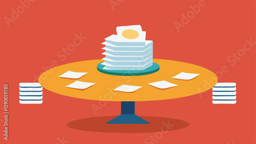 Empty Table with Unfinished Bills A dining table with unpaid bills piled up and an empty plate indicating financial distress and the psychological burden of debt.