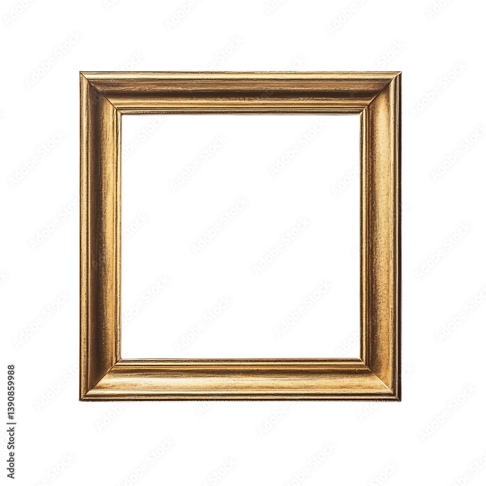 Simple Golden Frame with Smooth Edges Isolated on Transparent Background Simple Golden Frame with Smooth Edges Isolated on Transparent Background