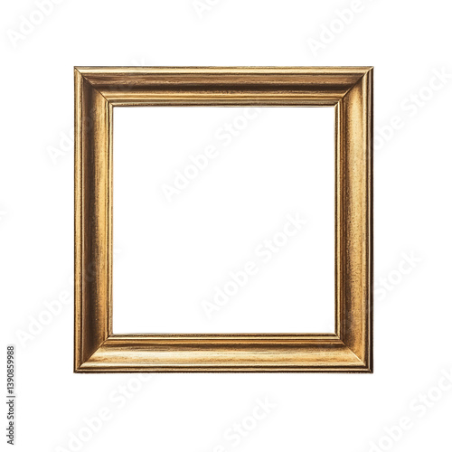 Simple Golden Frame with Smooth Edges Isolated on Transparent Background