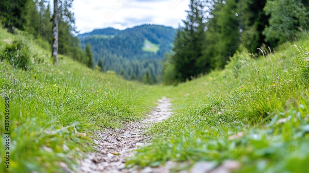 Obraz premium Lush green path in a valley