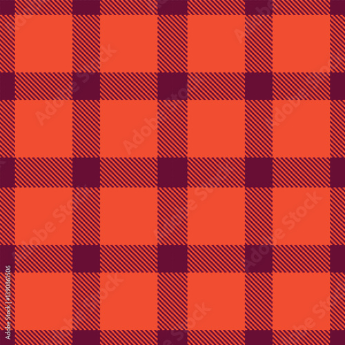 Contemporary Muted merlot & Vibrant orangey red Seamless Tartan Fabric Design