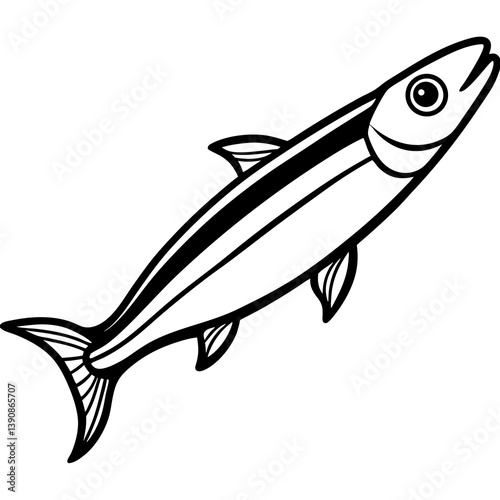 Minimal Anchovy Vector Illustration on White Background