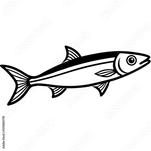 Minimal Anchovy Vector Illustration on White Background