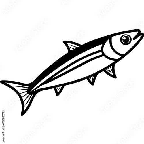 Minimal Anchovy Vector Illustration on White Background