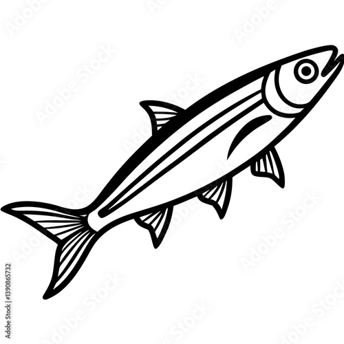 Minimal Anchovy Vector Illustration on White Background