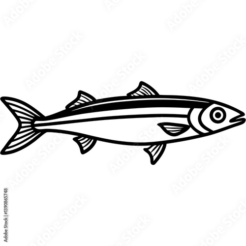 Minimal Anchovy Vector Illustration on White Background
