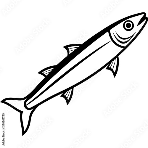 Minimal Anchovy Vector Illustration on White Background