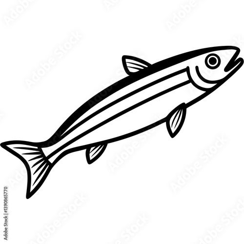Minimal Anchovy Vector Illustration on White Background
