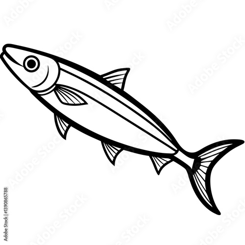 Minimal Anchovy Vector Illustration on White Background