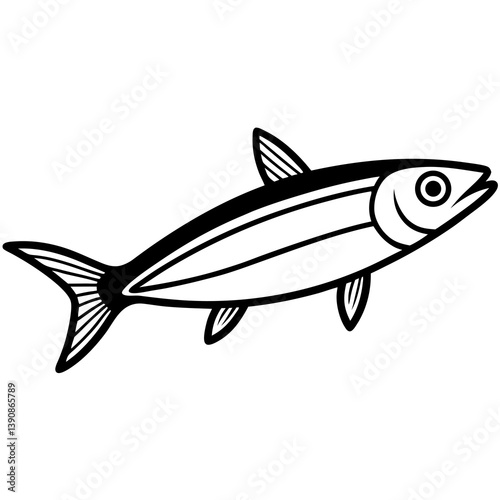 Minimal Anchovy Vector Illustration on White Background