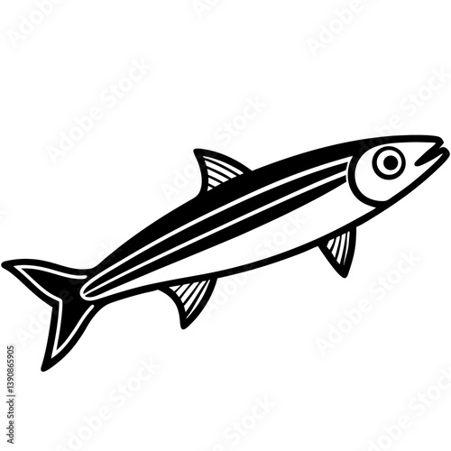 Minimal Anchovy Vector Illustration on White Background