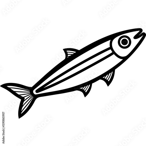 Minimal Anchovy Vector Illustration on White Background