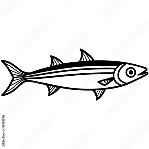 Minimal Anchovy Vector Illustration on White Background