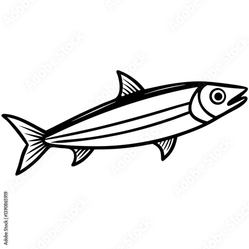 Minimal Anchovy Vector Illustration on White Background