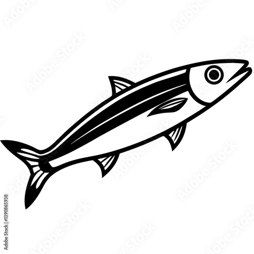 Minimal Anchovy Vector Illustration on White Background