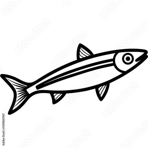 Minimal Anchovy Vector Illustration on White Background