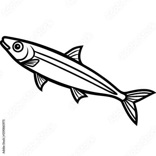 Minimal Anchovy Vector Illustration on White Background