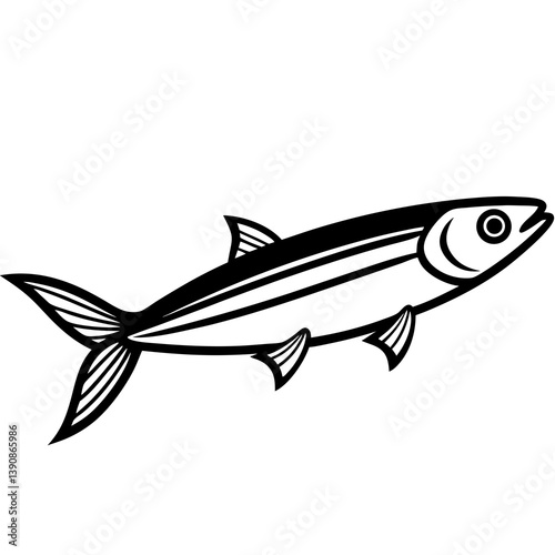 Minimal Anchovy Vector Illustration on White Background