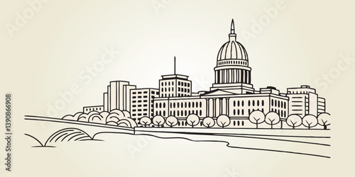 The Madison skyline one-line drawing.