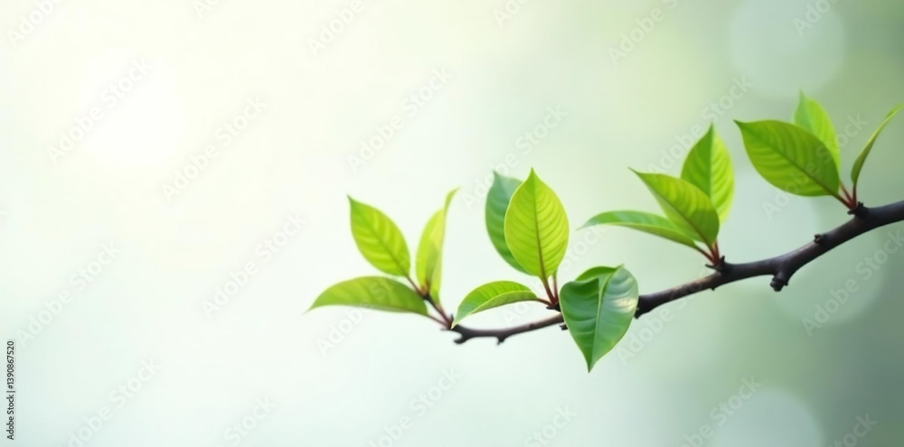 A single branch stretching from a white background with soft focus, isolation, pure, soft focus A single branch stretching from a white background with soft focus, isolation, pure, soft focus