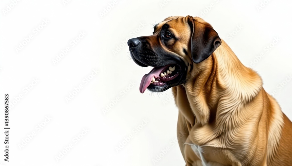 Obraz premium Majestic mastiff, powerful stance, white background, isolated on white, companion