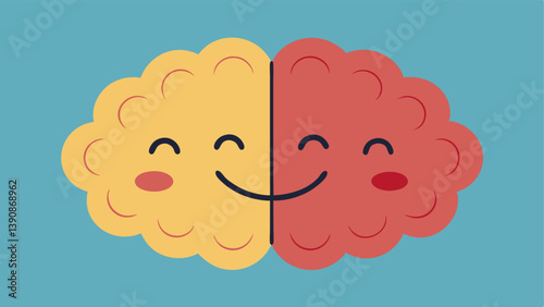 Happy and Sad Faces A brain situated between two faces one happy and one sad representing the emotional rollercoaster caused by chronic stress.