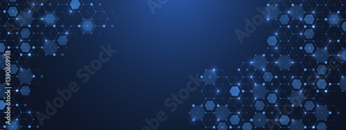 Molecular abstract structure and genetic engineering DNA. Healthcare and medicine background concept. Scientific research background. Wave flow. Innovation pattern. Vector illustration.