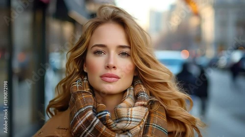 Wallpaper Mural Young woman walks confidently through busy city street during daytime rush
 Torontodigital.ca