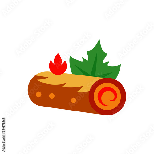 Yule log doodle on white background vector illustration