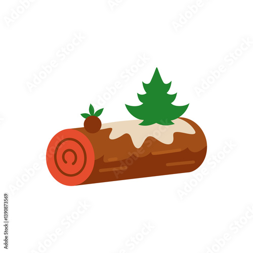 Yule log doodle on white background vector illustration