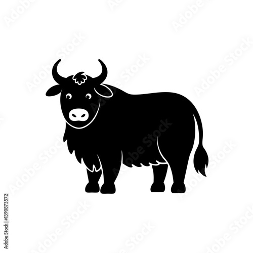 Yak doodle on white background vector illustration