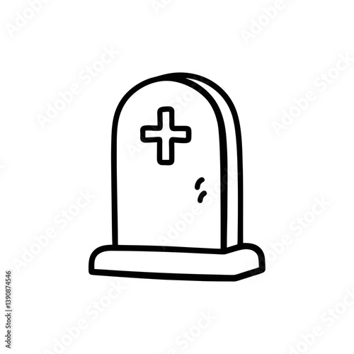 Tombstone doodle on white background vector illustration