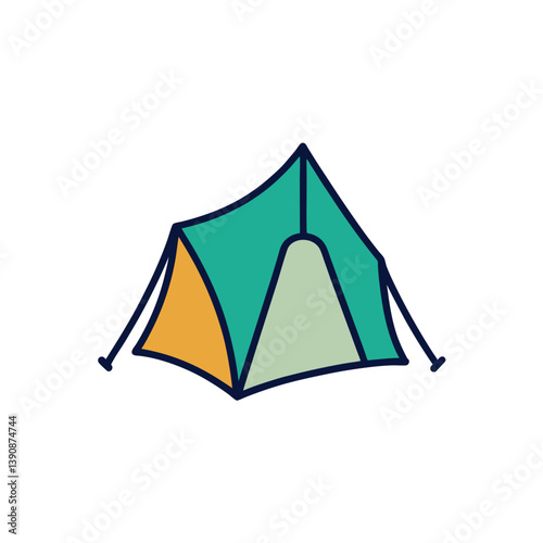 Tent doodle on white background vector illustration