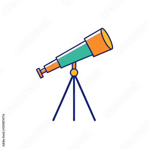 Telescope doodle on white background vector illustration